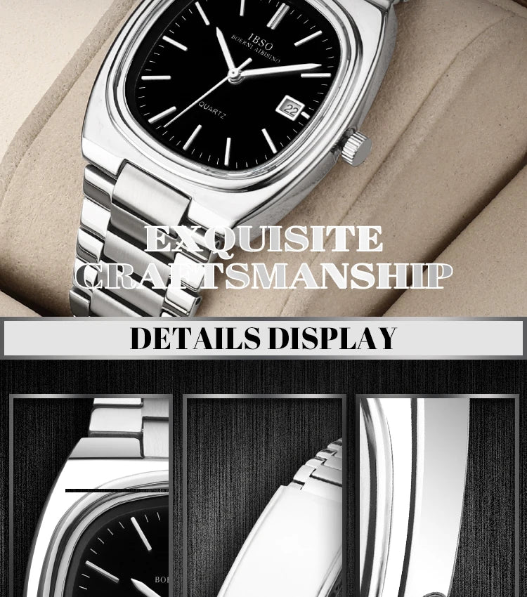 IBSO Luxury Men's Watch 3ATM Hot Selling Wholesale Price Japan Movement Calendar Function Adjustable Stainless Steel Strap
