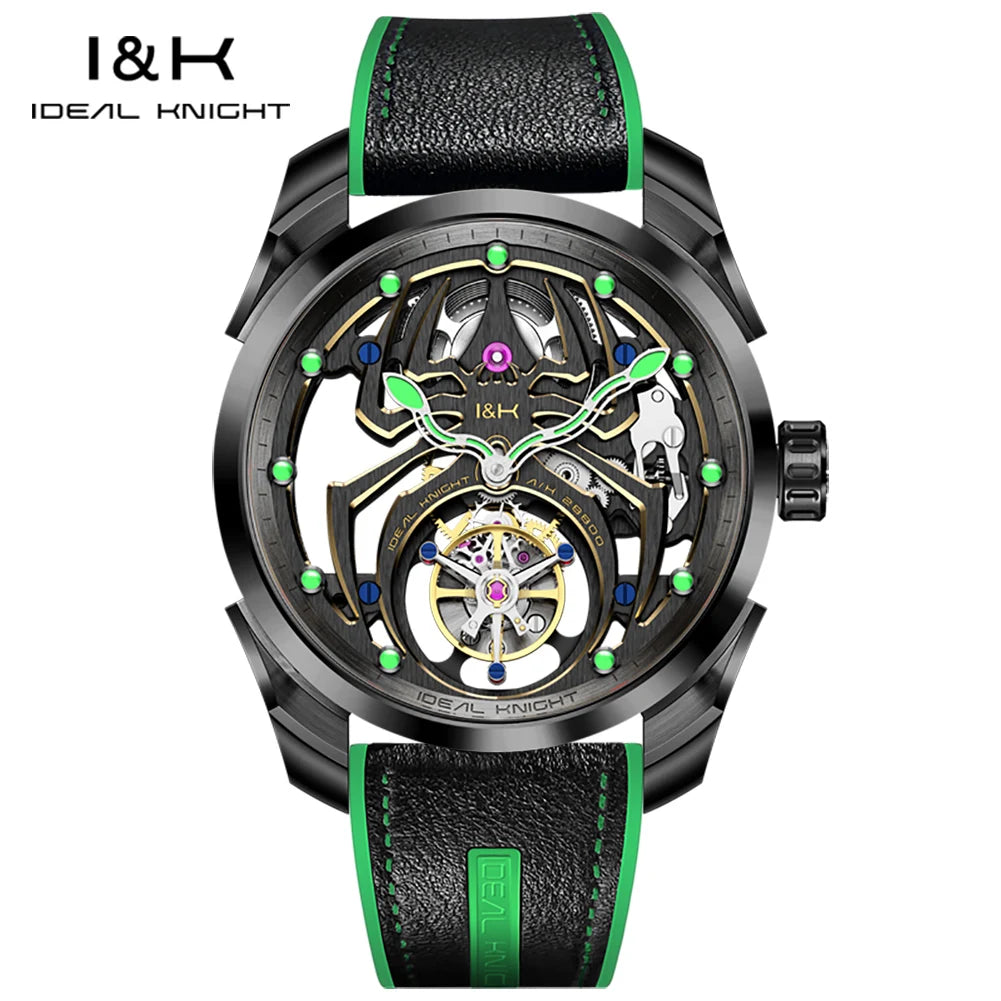 IDEAL KNIGHT 6802 Tourbillon Watch For Men Transparent Skeleton Mechanical Wristwatch Man Luxury Top Brand Limited Edition Watch