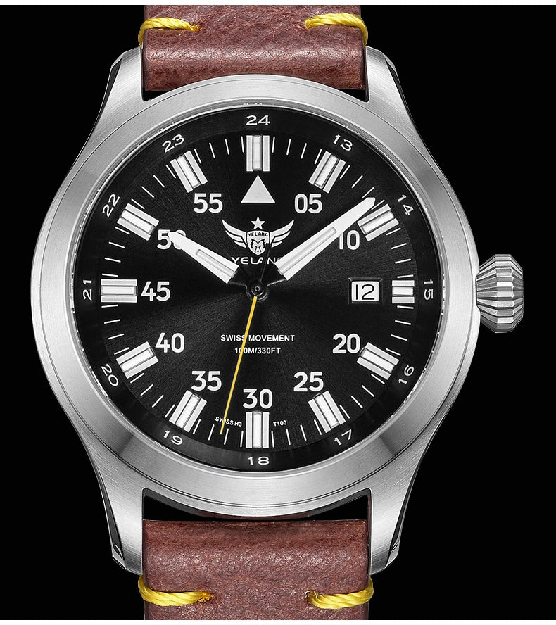 YELANG V1021S Men Quartz Watch 42mm Swiss Ronda  Movement 10-year battery life T100 Luminous 100m Waterproof Men's Diving Watch