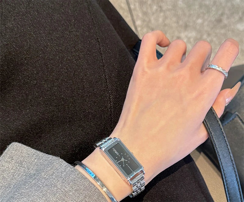 GEDI Watches for Woman Rectangular Steel Bracelet Women's Silver Watches Quartz Vintage Watch Waterproof Fashionable Wristwatch
