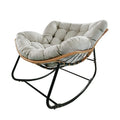 Rattan Rocking Chair with Thick Cushion Modern Wicker Oversized Lounge Egg Chair for Outdoor Patio Garden Indoor Home Furniture