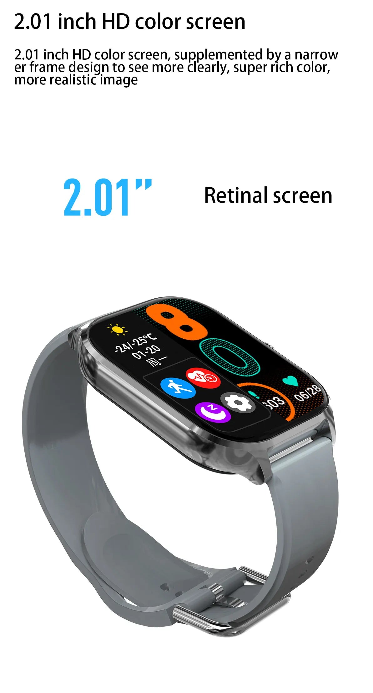 2.01'' Smartwatches Fitness Tracker Blood Pressure Monitor BT Call Sports Wrist Smart Watches for Men Women 2026 Android Phones