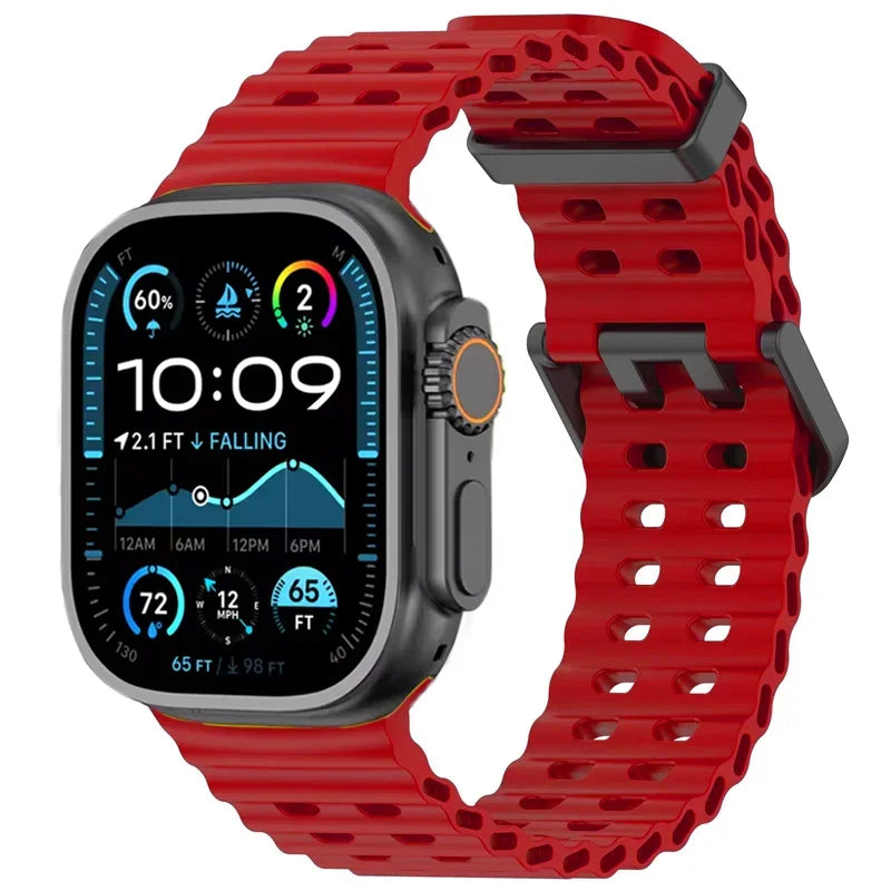 Ocean Silicone Strap for Apple Watch Band Ultra 3/2/1 49mm Series 11 10 46mm Comfortable Band IWatch 9 8 7 6 5 4 SE3 45mm 44mm