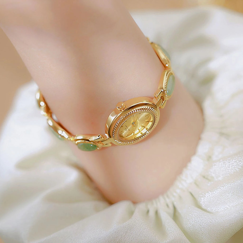 High-end Luxury Ladies Watches Elegant Green Jewelry Jade Quartz Bracelet Wristwatch gifts for women 2025 Fashion dress Watch