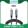 Anker Prime USB C To USB C Cable, 240W 6 Ft Fast Charging USB C Cable Upcycled-Braided Nylon with 100-Year Bend Durability
