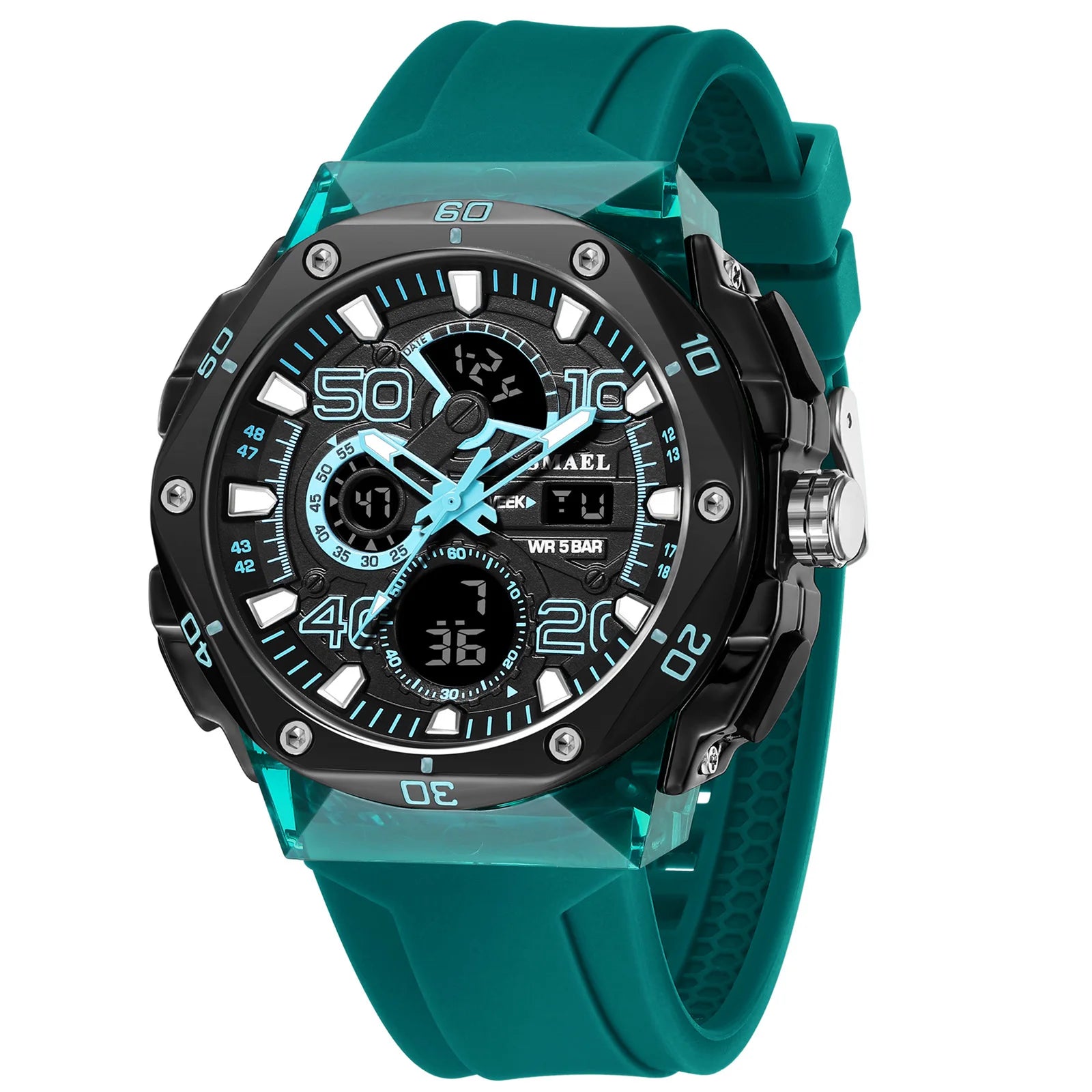 SMAEL Men's Sport Digital LED Watch Dual Time Stopwatch Alarm Clock 50M Waterproof 8113 Wristwatch Sports Army Military Watches