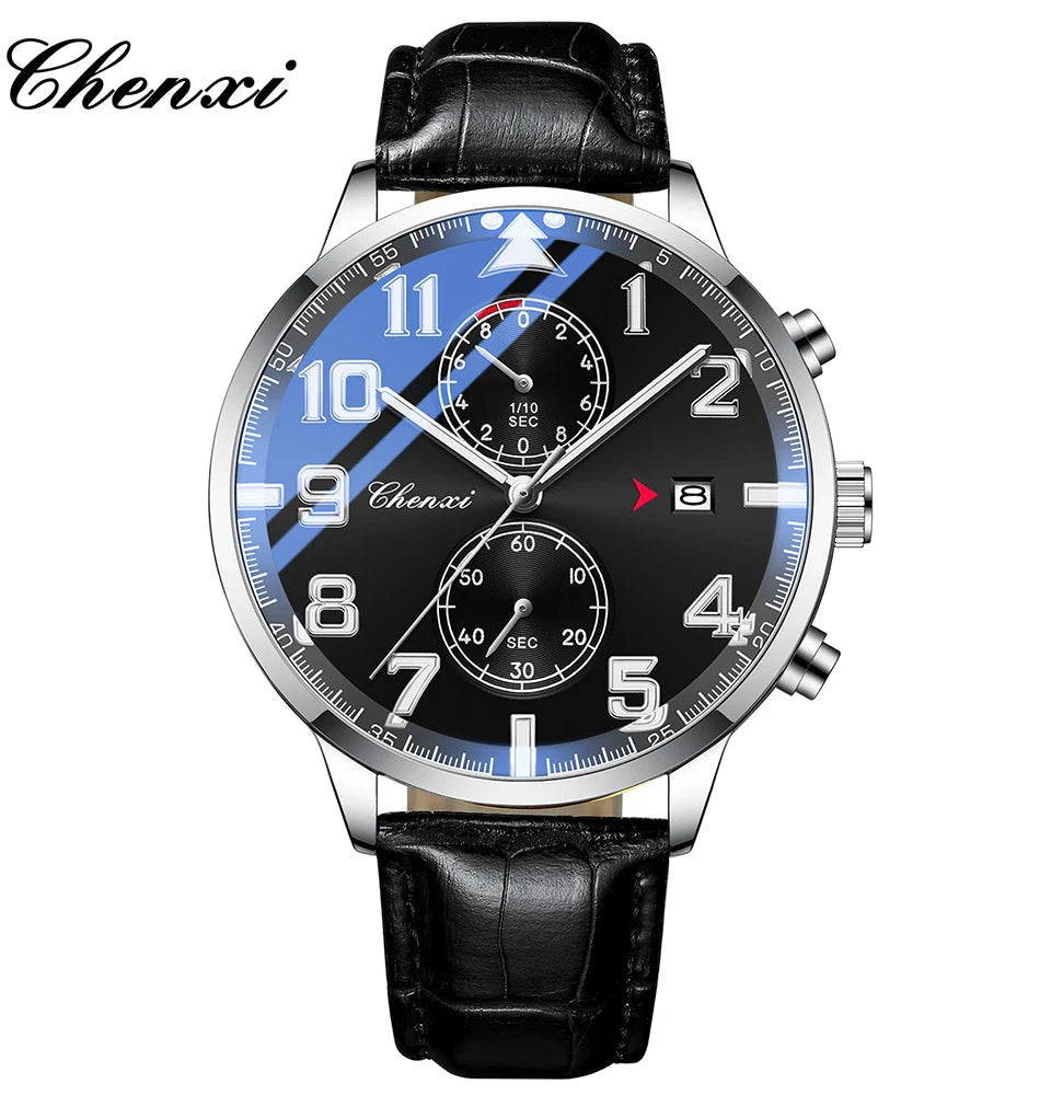 Fashion Luxury Business Men's Wristwatch Round Dial Luminous Waterproof Calendar Chronograph Man Watch