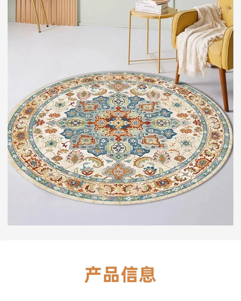 Moroccan Style Living Room Decoration Round Carpet Large Area Rugs for Bedroom Home Rocking Chair Floor Mat Washable Lounge Rug
