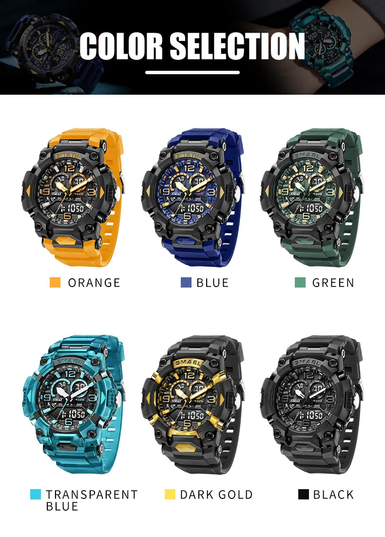 SMAEL 8099 Men's Military Digital Sport Watch - 50m Waterproof LED Backlight Alarm Stopwatch Chronograph Shockproof Gifts