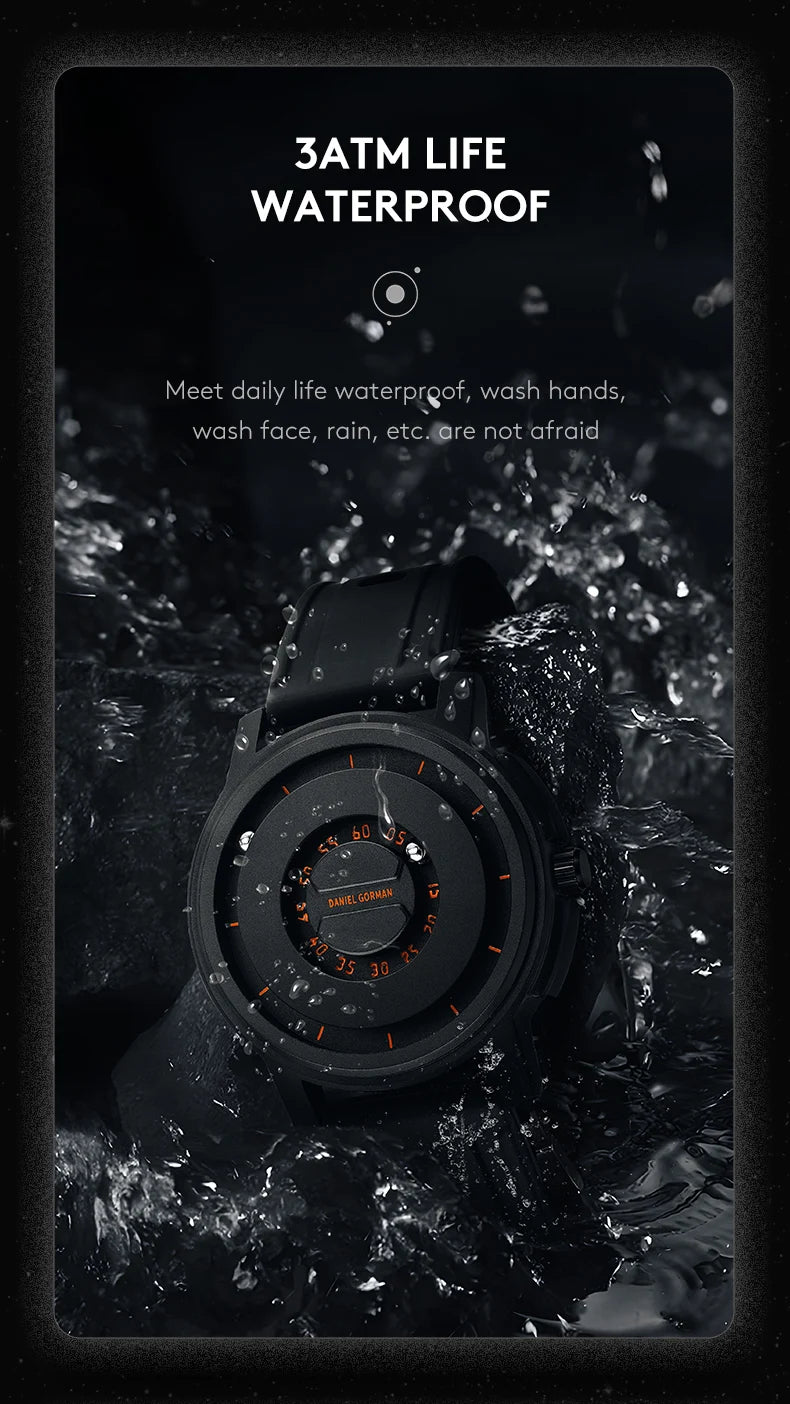 DANIEL GORMAN Fashion Silicone Watch For Men Outdoor Sports Waterproof Scrolling Pointer Magnetic Force Men's Quartz Wristwatch