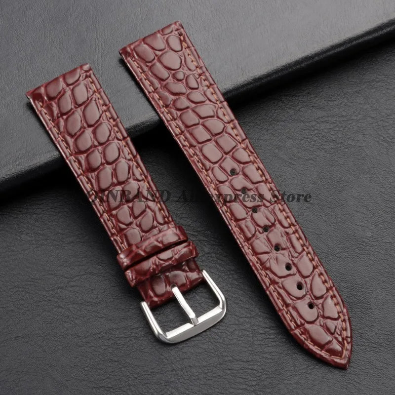 10/12/13/14/16/18/19/20/21/22mm Soft Cowhide Leather Watch Bands Crocodile Pattern Design Watch Straps Casual Business Bracelets
