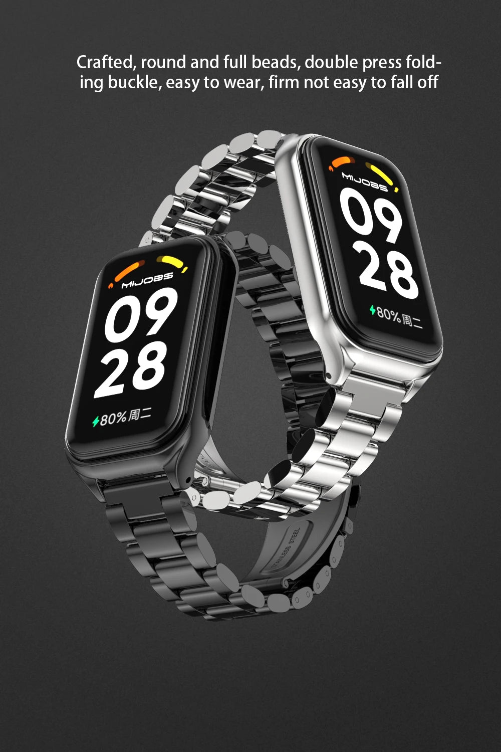Strap For Xiaomi Mi Band 8 9 Active Bracelet for Xiaomi Smart Band 8 Active Stainless Steel Metal Watchband Mi Band 8 Active