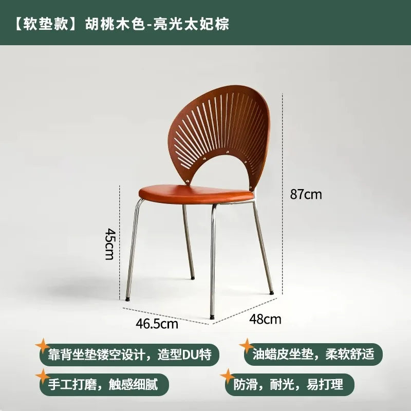 Retro Mid Century Solid Wood Shell Chair Simple Backrest Dining Tea Chair Luxury Home Furniture