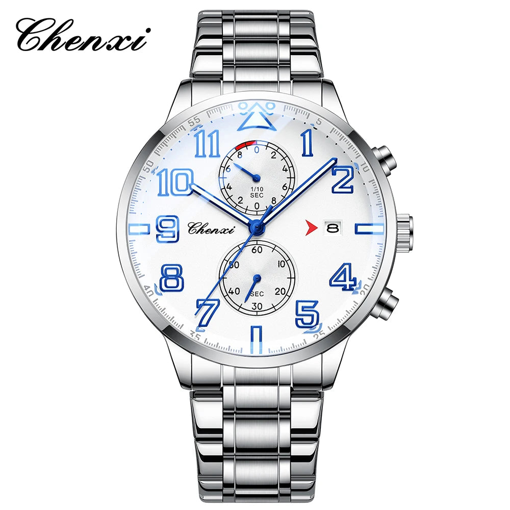 Fashion Luxury Business Men's Wristwatch Round Dial Luminous Waterproof Calendar Chronograph Man Watch