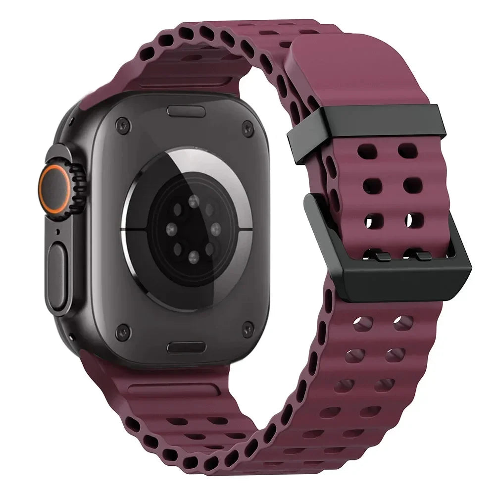Ocean Silicone+Metal Buckle Strap for Apple Watch Band Ultra 49mm Series 11 10 46mm Band iWatch 9 8 7 45mm 6 5 4 SE 44mm Correa