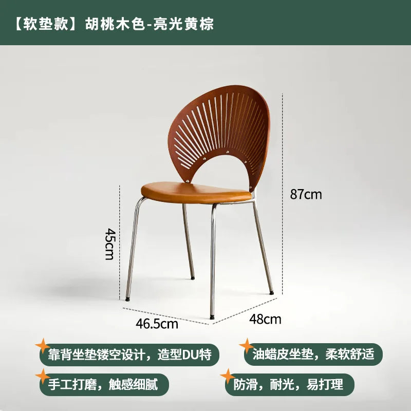Retro Mid Century Solid Wood Shell Chair Simple Backrest Dining Tea Chair Luxury Home Furniture