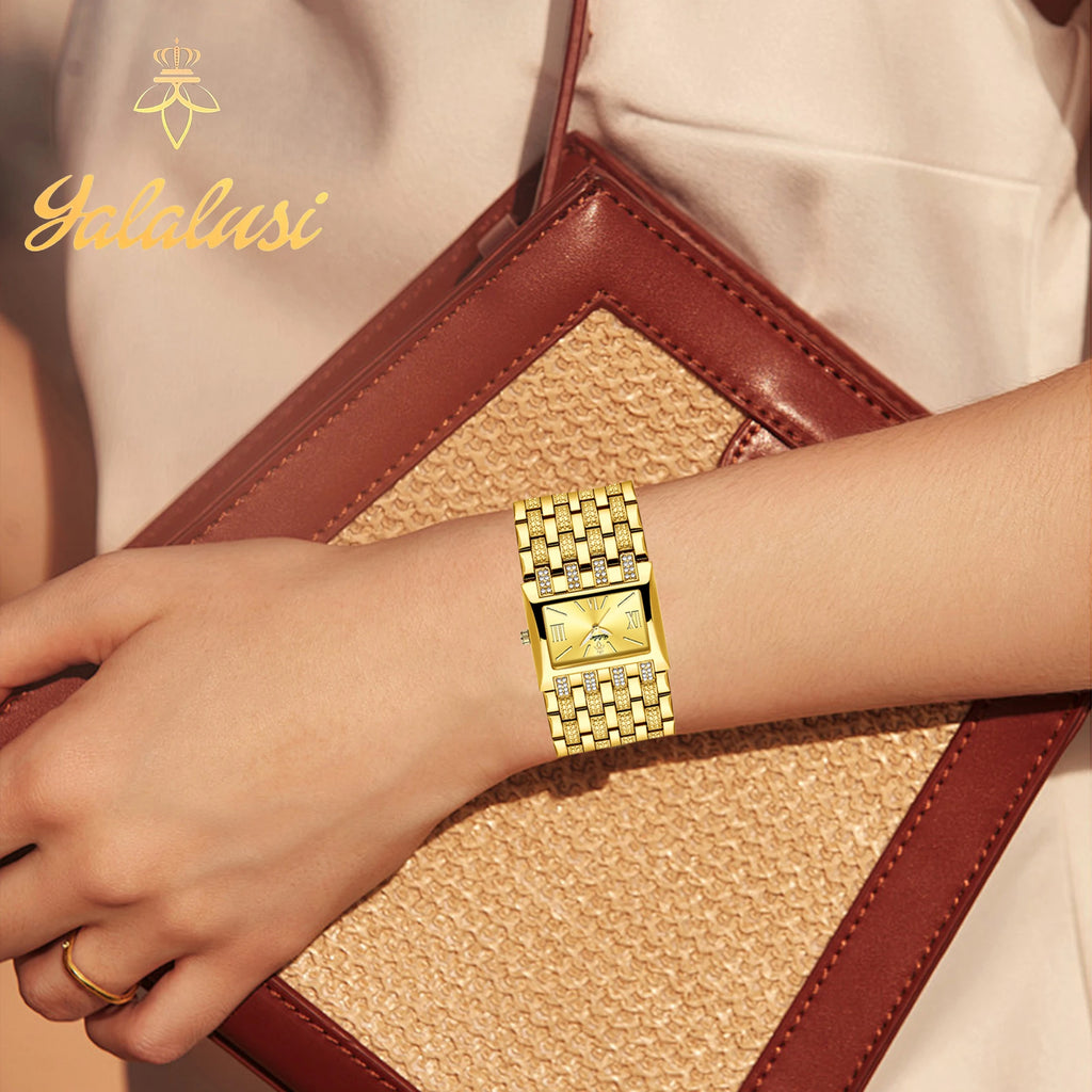 YaLaLuSi Brand: Fashionable Women's Waterproof Quartz Bracelet Watches – Luxury Gold Watches for Gifts reloj mujer Ladies