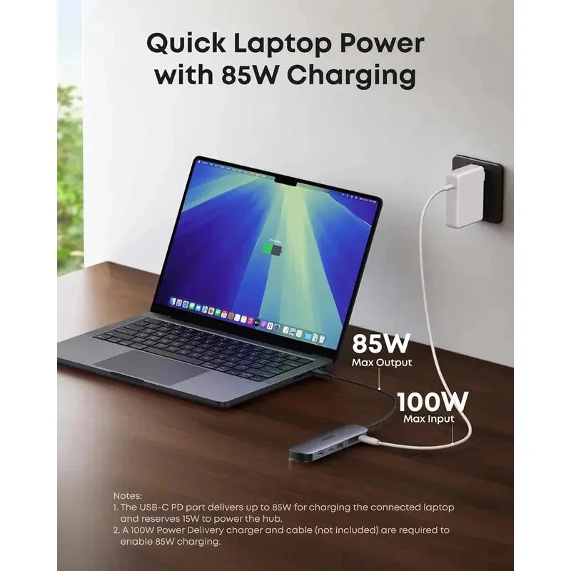New Anker 7 in 1 USB C Hub Multi Port Adapter 4K 60Hz HDMI Splitter 85W Power Delivery for Laptop Tablet MacBook Pro