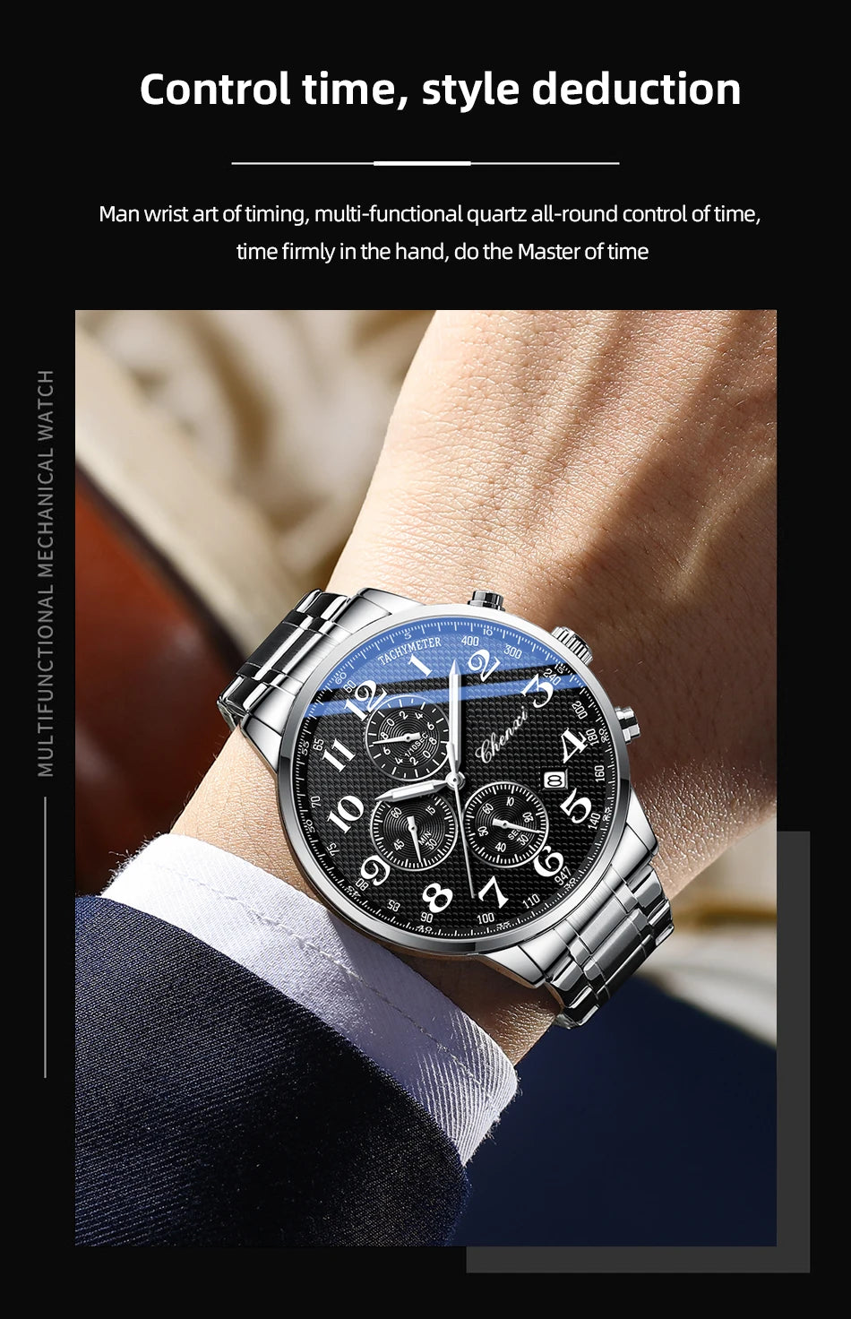 CHENXI Watches For Men Multi-functional Quartz Man Watch Calendar Luminous Chronograph Men's Wristwatches Gifts