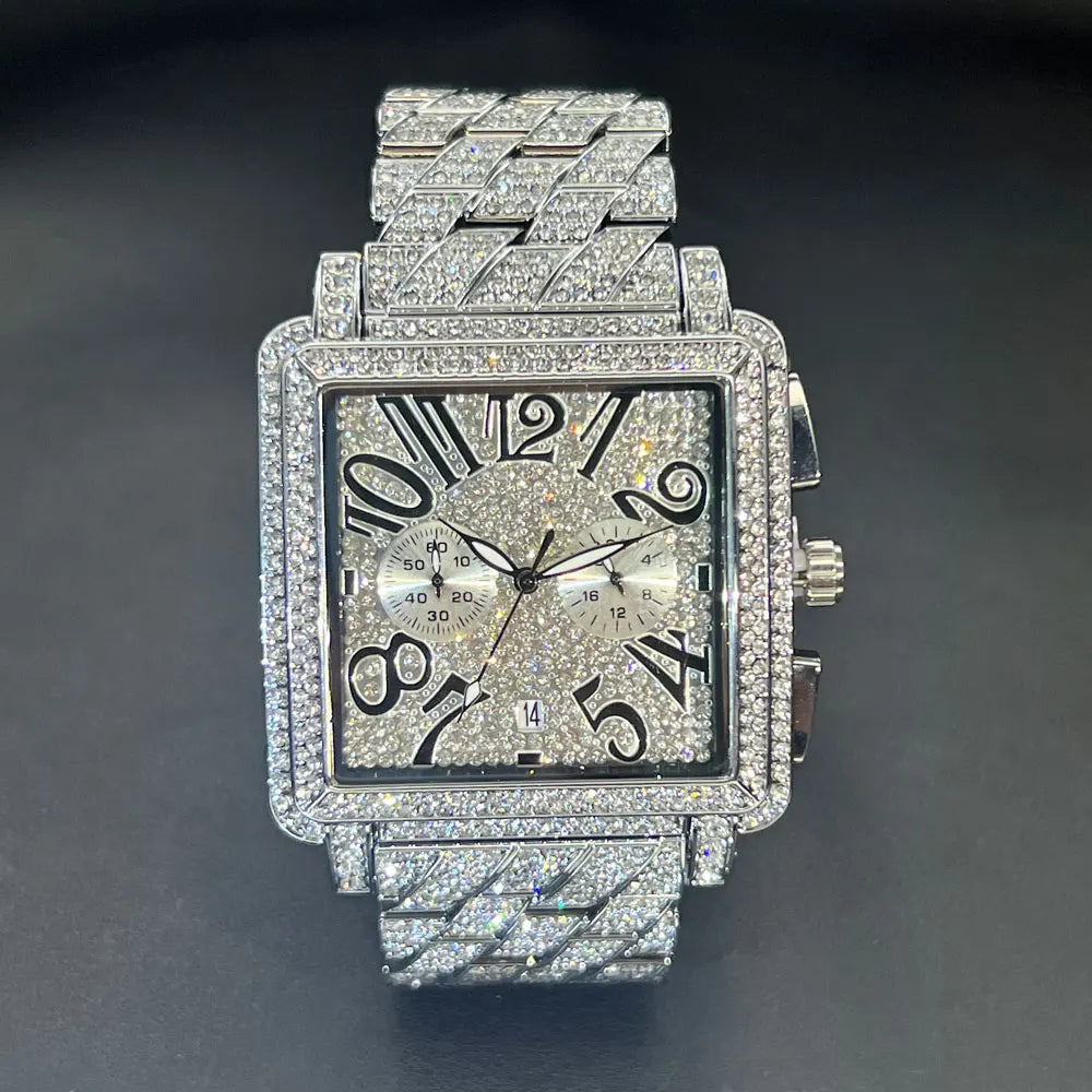 New MISSFOX Luxury Diamond Watch For Men Fashion lce Out  Big Face And Band Wristwatch Bling Hip Hop Style Jewelry Dropshipping