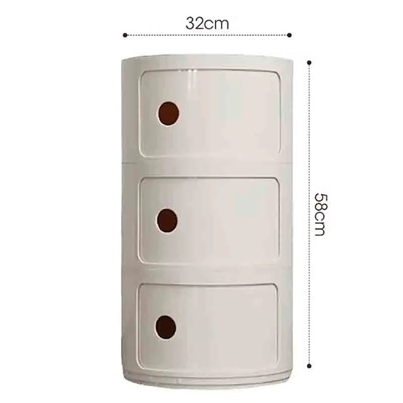Plastic Round Bedside Nightstand with Drawers Practical Storage Box Cabinet Nightstand Chic Decor for Bedroom Living Room