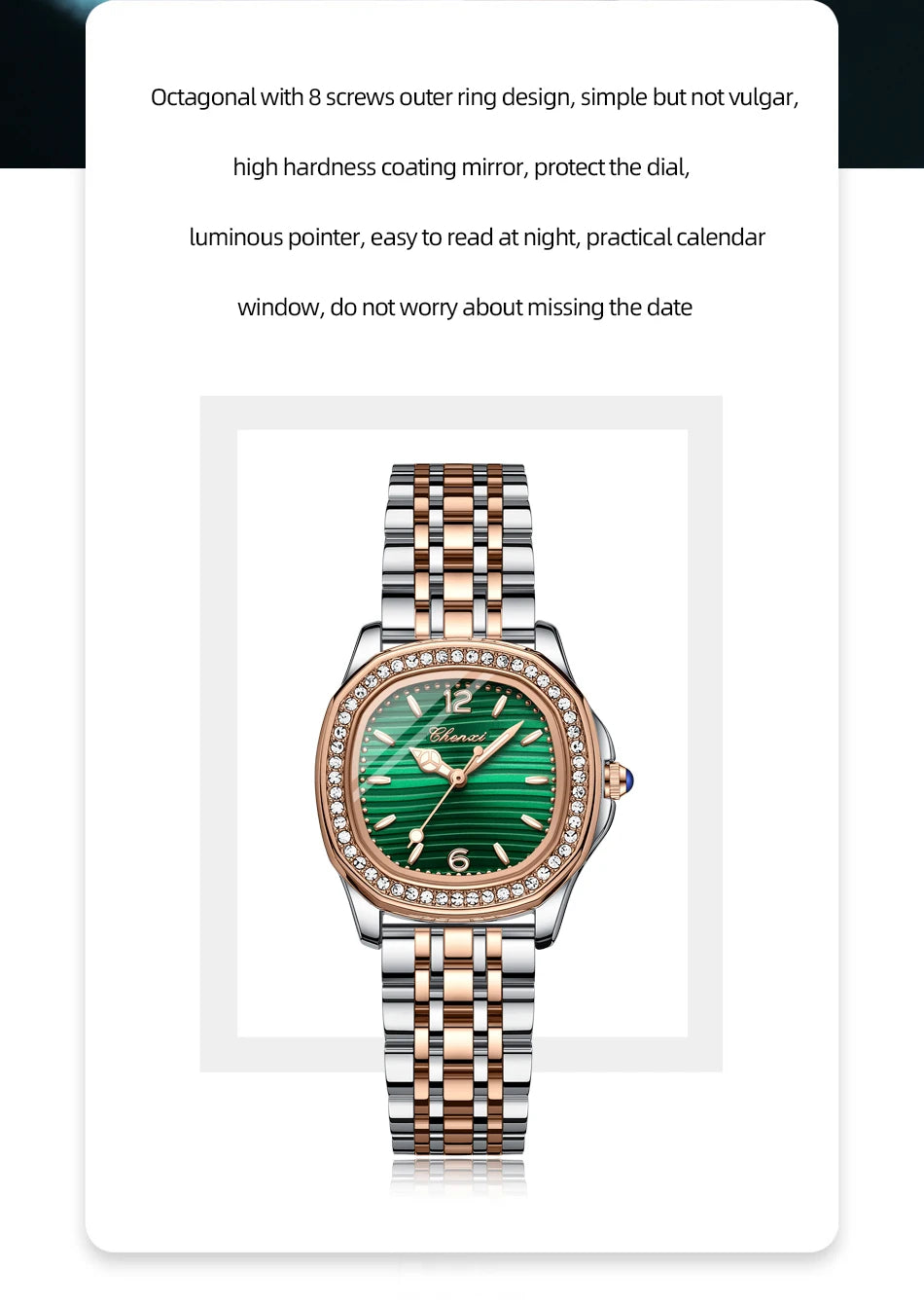 CHENXI Luxury Elegant Watches For Woman Fashion Diamond Dial Quartz Watch Ladies Rose Gold Wristwatch Waterproof Luminous
