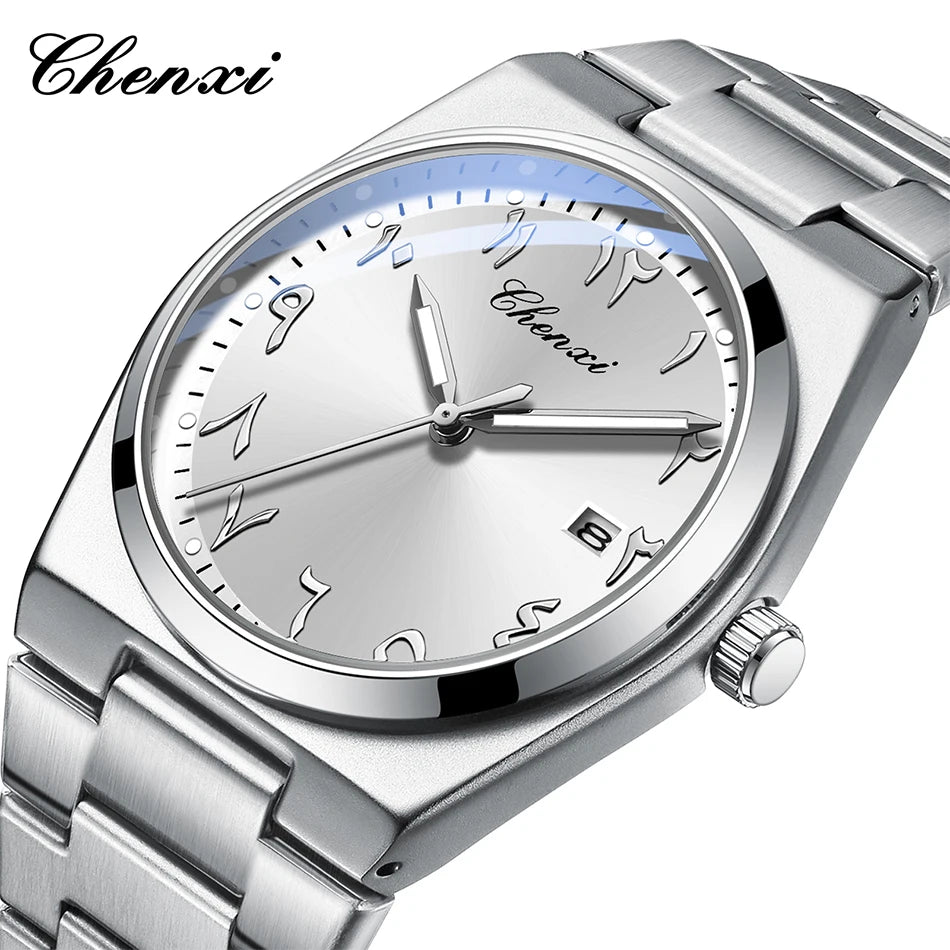 CHENXI Eastern Arabic Numerals Men's Wristwatch Business Casual Luminous Watches for Men Calendar Waterproof Quartz Man Watch