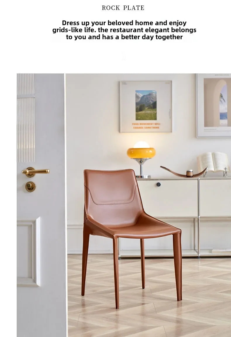 Leather Meeting Sedentary Dining Chair Luxury Backrest Comfortable Simple Dining Chair Hotel Restaurant Cadeiras Home Furniture