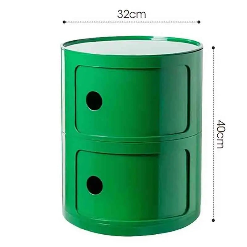 Plastic Round Bedside Nightstand with Drawers Practical Storage Box Cabinet Nightstand Chic Decor for Bedroom Living Room