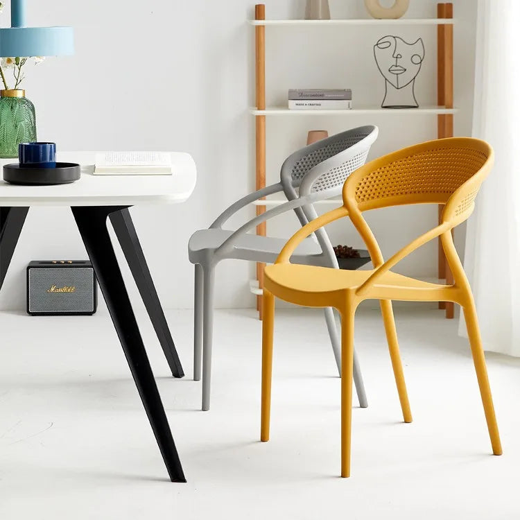 Plastic Chair Backrest, Home Thick Backrest Chair, Casual Nordic Minimalist Dining Chair, Restaurant Chair, Outdoor Armchair