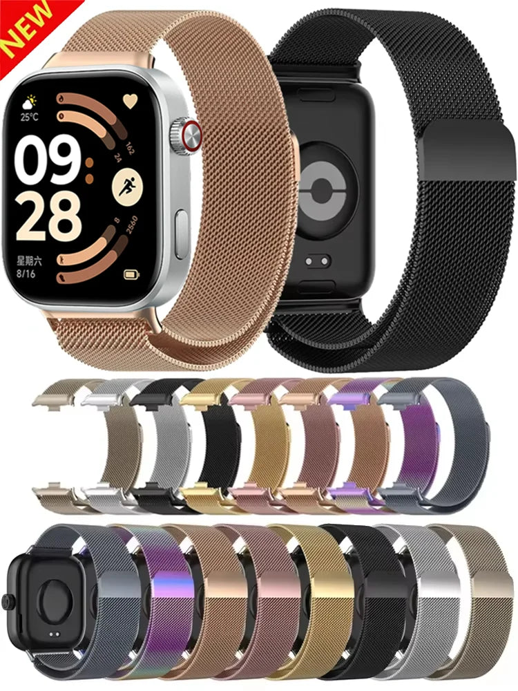 Milanese Loop Strap For Xiaomi Mi Band 9/8 Pro Metal Magnetic Durable Wristband Watchband For Redmi Watch 4/5/6 Correa Accessory