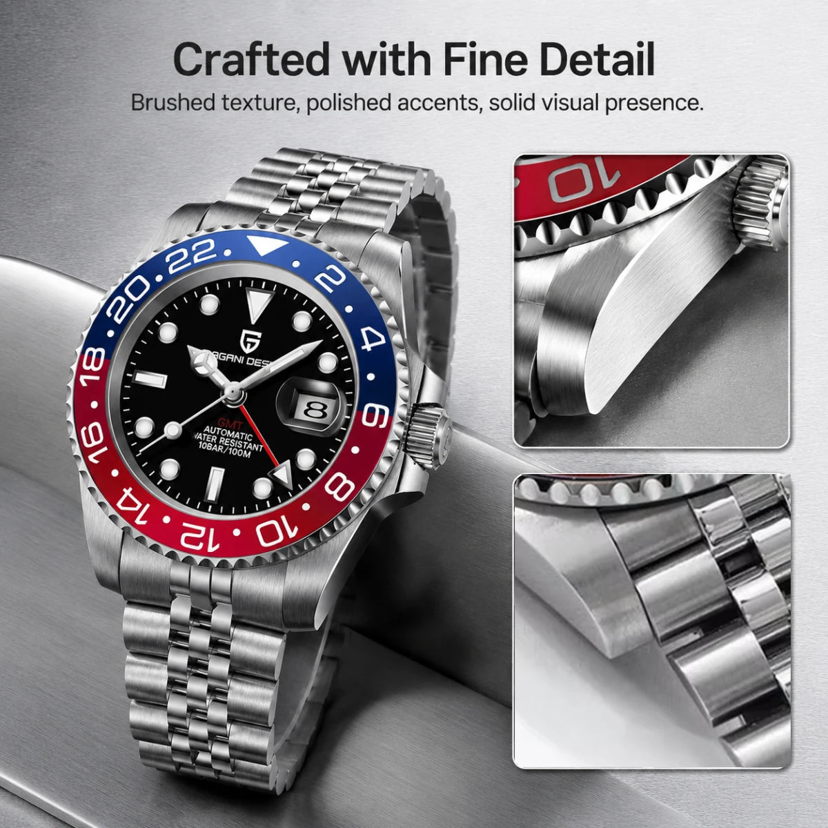 2026 New PAGANI DESIGN Luxury Men Mechanical Watches Stainless Steel GMT Watch Top Brand Sapphire Glass Men Watch reloj hombre