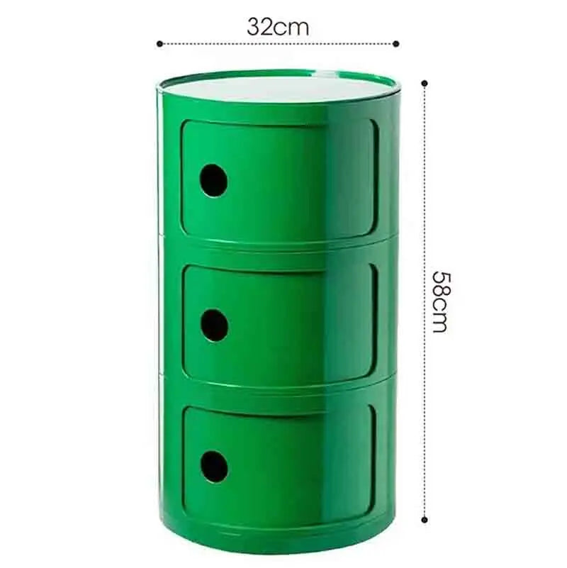 Plastic Round Bedside Nightstand with Drawers Practical Storage Box Cabinet Nightstand Chic Decor for Bedroom Living Room