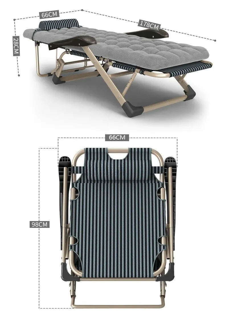 Outdoor Portable Folding Sun Lounger Recliner Chair With Soft Cushion For Garden Camping Beach Gravity Lounge Chair Steel Frame