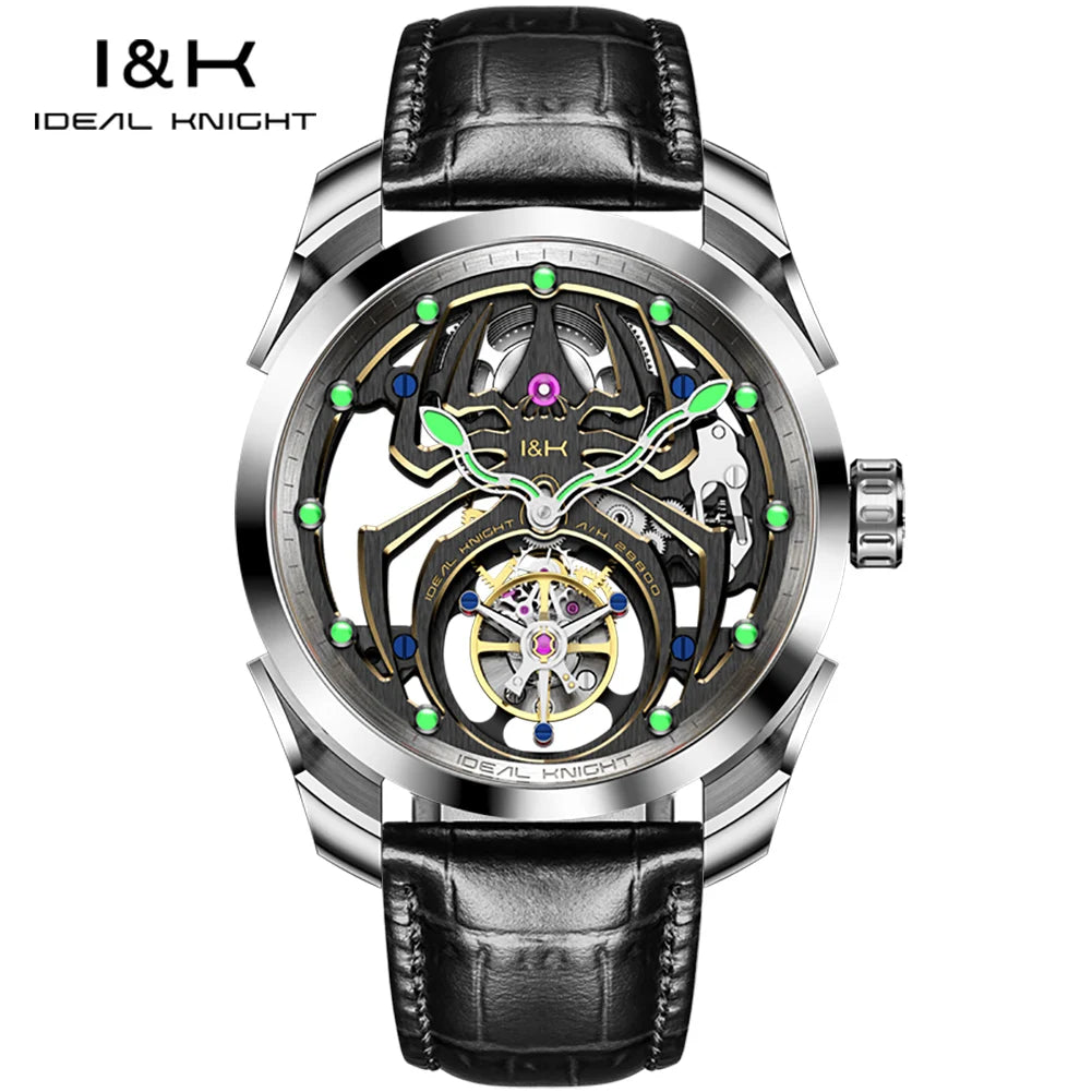 IDEAL KNIGHT 6802 Tourbillon Watch For Men Transparent Skeleton Mechanical Wristwatch Man Luxury Top Brand Limited Edition Watch