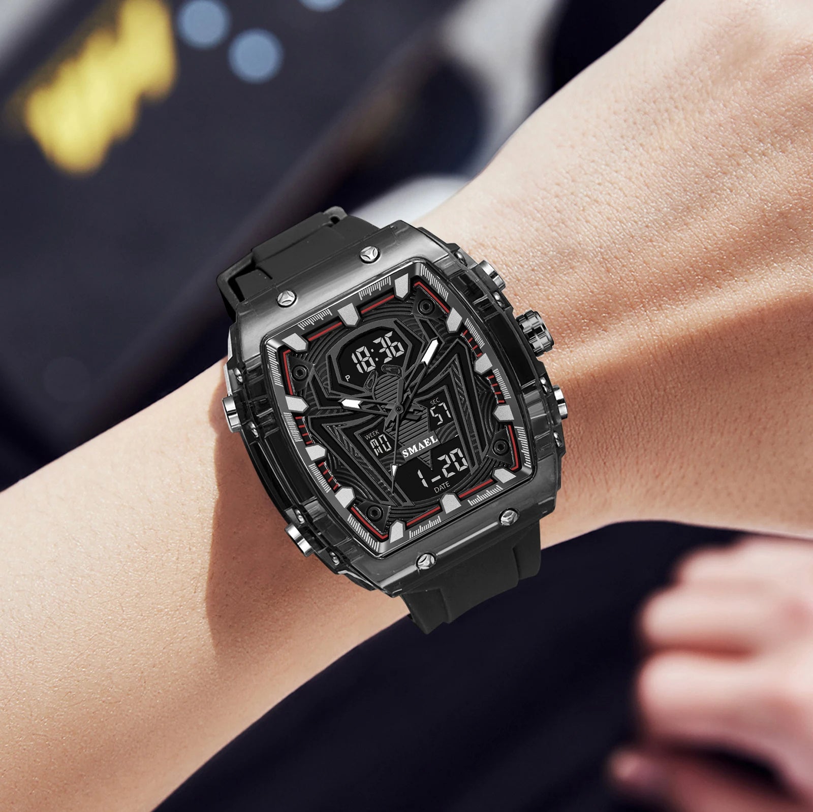 2025 Fashion Men Watches Rectangle Sport Watches Digital 8116 Dual Time Watches 50m Waterproof Electronic Men's Wrist Watches