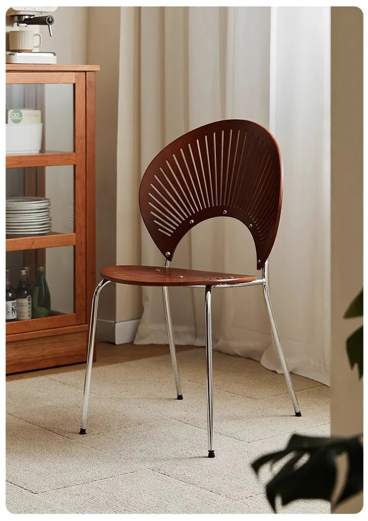 Retro Mid Century Solid Wood Shell Chair Simple Backrest Dining Tea Chair Luxury Home Furniture
