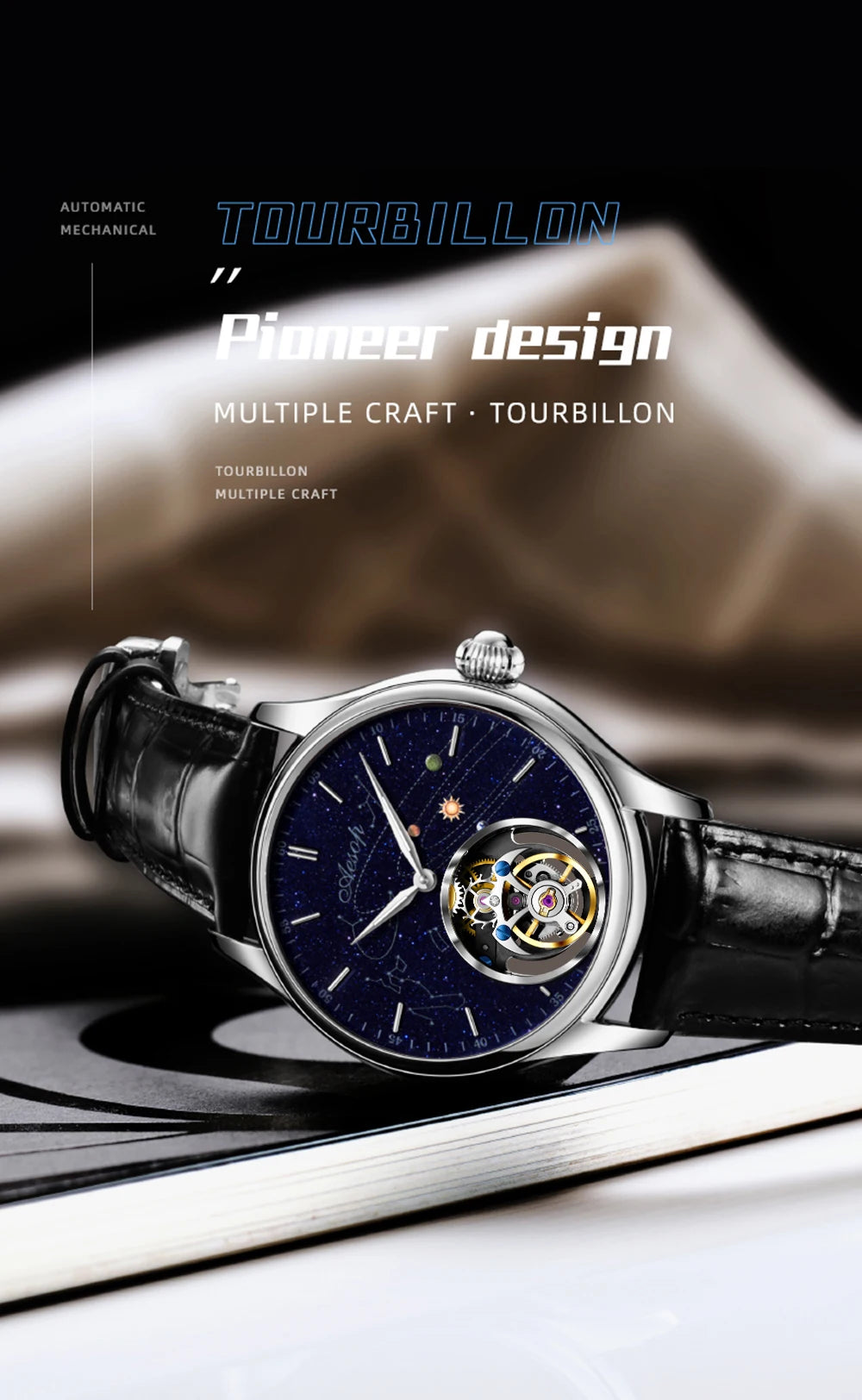 AESOP Original Flying Tourbillon Watches for Men Mechanical Skeleton Tourbillon Movement Fashion Wrist Watch Mens Sapphire 2025