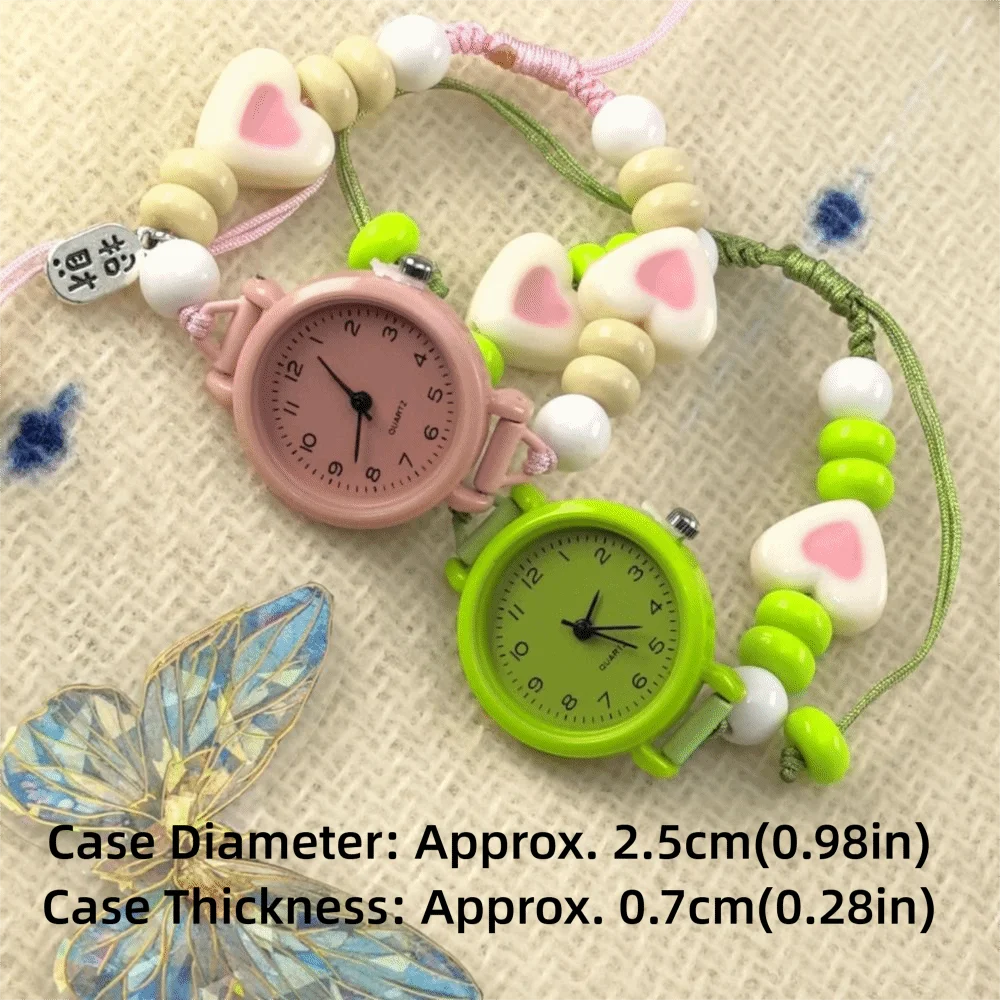 New Dopamine Bracelet Watch Beaded Adjustable Star Heart Chain Watch Pendant Quartz Watch Women Girls