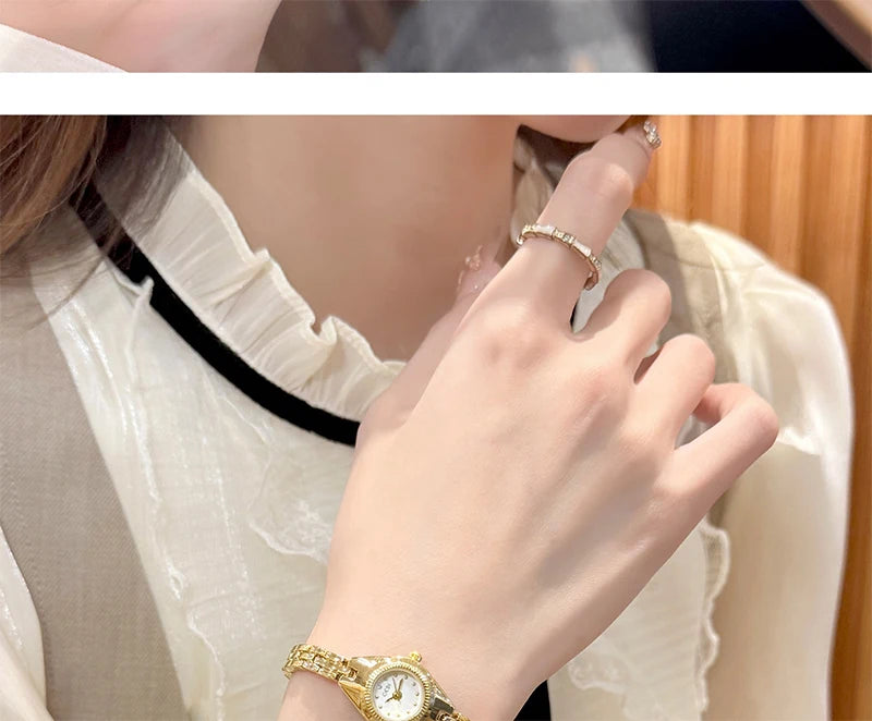 GEDI Ladies Small Watches Temperament Round Dial Quartz Retro Watch Luxury Waterproof Fashionable Wristwatch Gifts for Woman