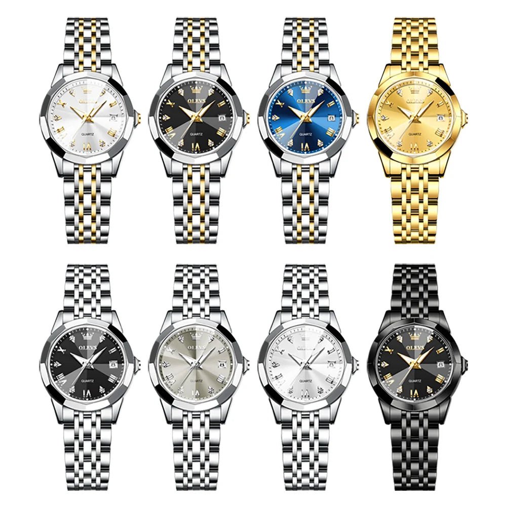 OLEVS 9931 Elegant Fashion Women's Watches Luxury Brand Original Quartz Watch forLadies Waterproof Stainless Steel Luminous Date