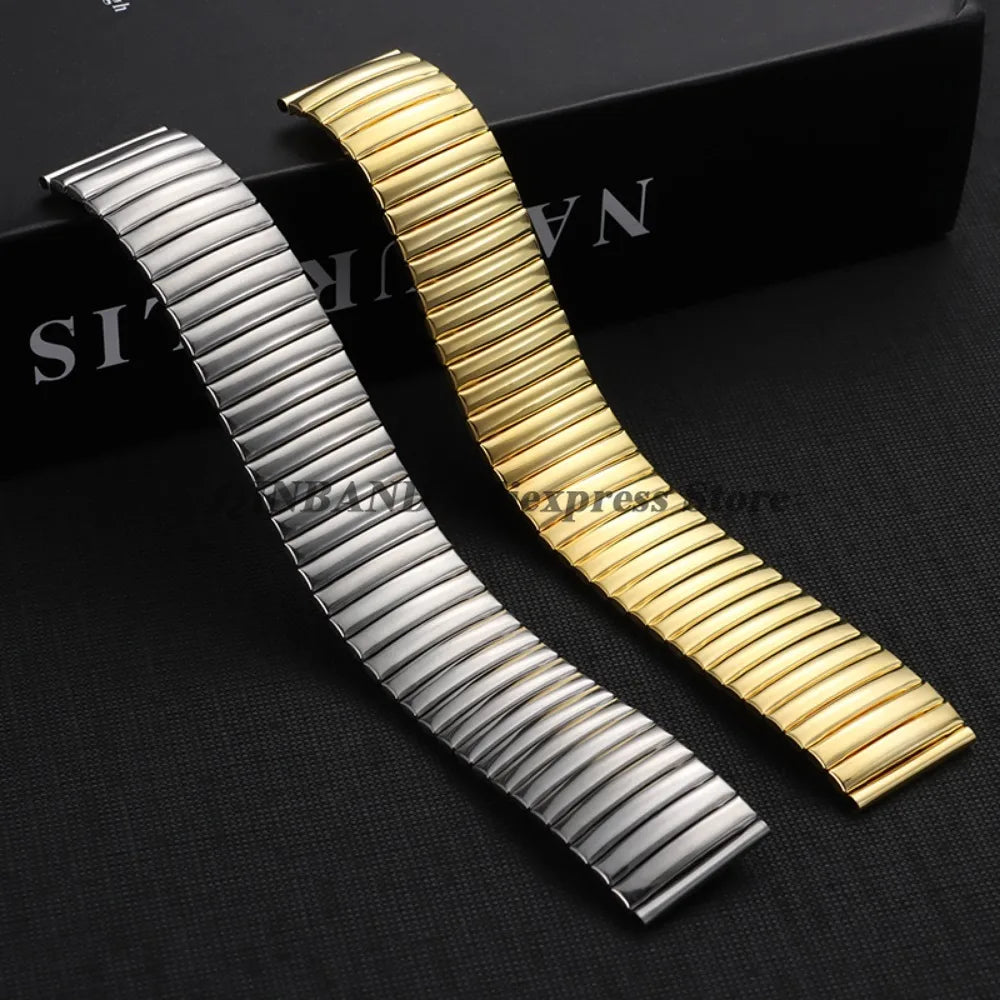 12mm 14mm 16mm 18mm 20mm 22mm Expansion Stainless Steel Watch Strap Elastic Metal Watchband Universal Men Women Watches Bracelet