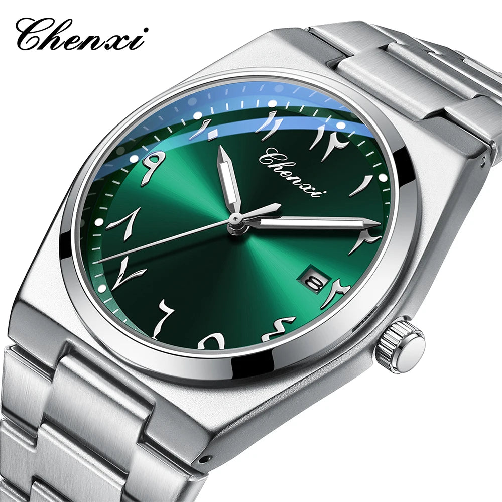 CHENXI Eastern Arabic Numerals Men's Wristwatch Business Casual Luminous Watches for Men Calendar Waterproof Quartz Man Watch