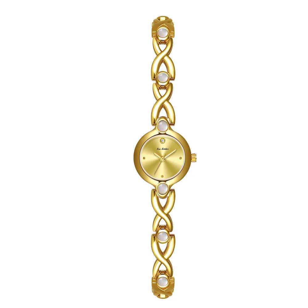 Ladies Watch Elegant Retro Round Black Gold Shell Dial Fashion Casual Gold Watches For Woman Gift Fashion Accessory