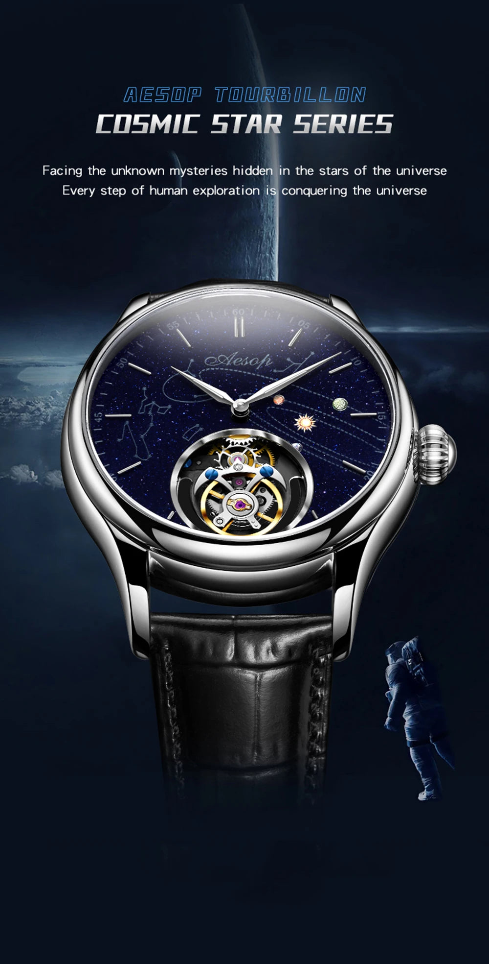 AESOP Original Flying Tourbillon Watches for Men Mechanical Skeleton Tourbillon Movement Fashion Wrist Watch Mens Sapphire 2025