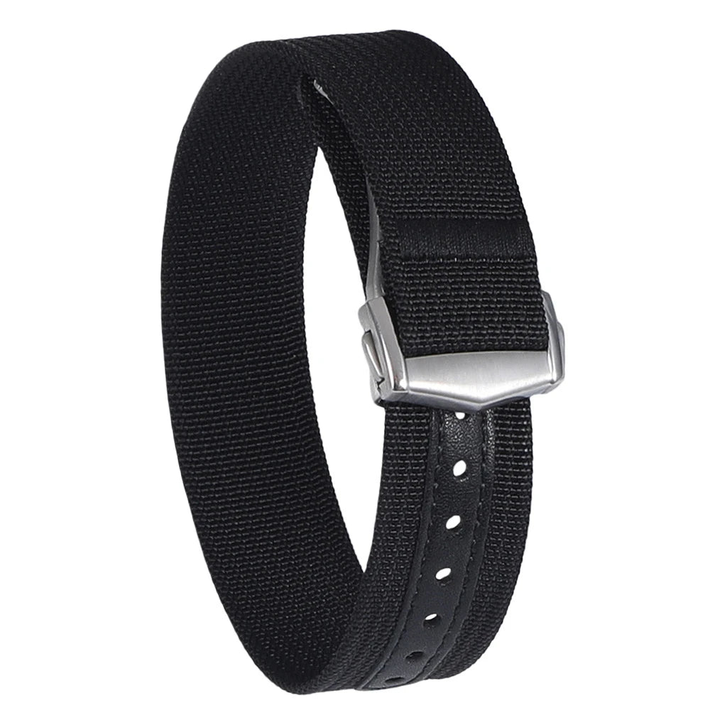 Premium Ribbed Watch Band Deployant Clasp Nylon 20mm 22mm Watch Strap for Omega Folding Buckle Watchband Sport Wristband For Men