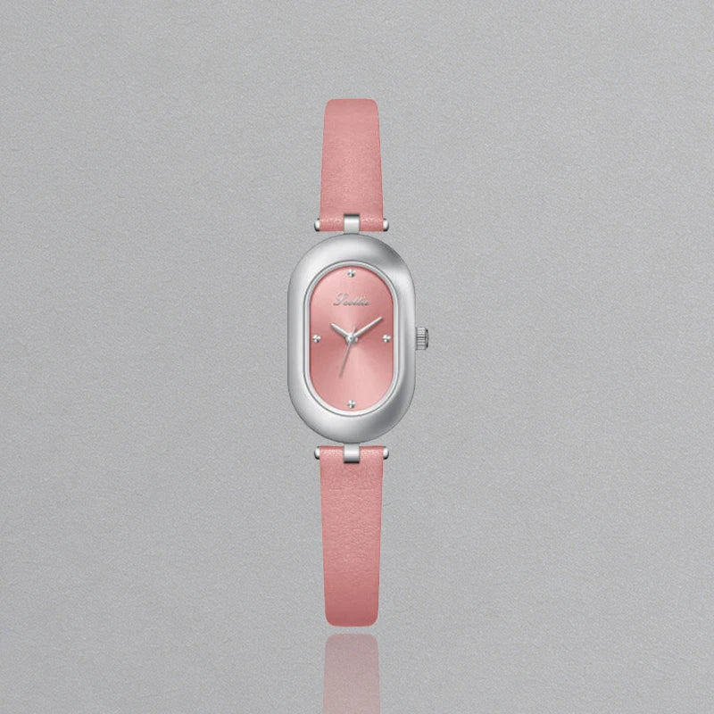 Womens Watch for Girls Wrist Quartz Reloj Sliver Grey Gold Orologio Ladies Luxury Oval Shaped Wristwatch Stainless Steel Clock