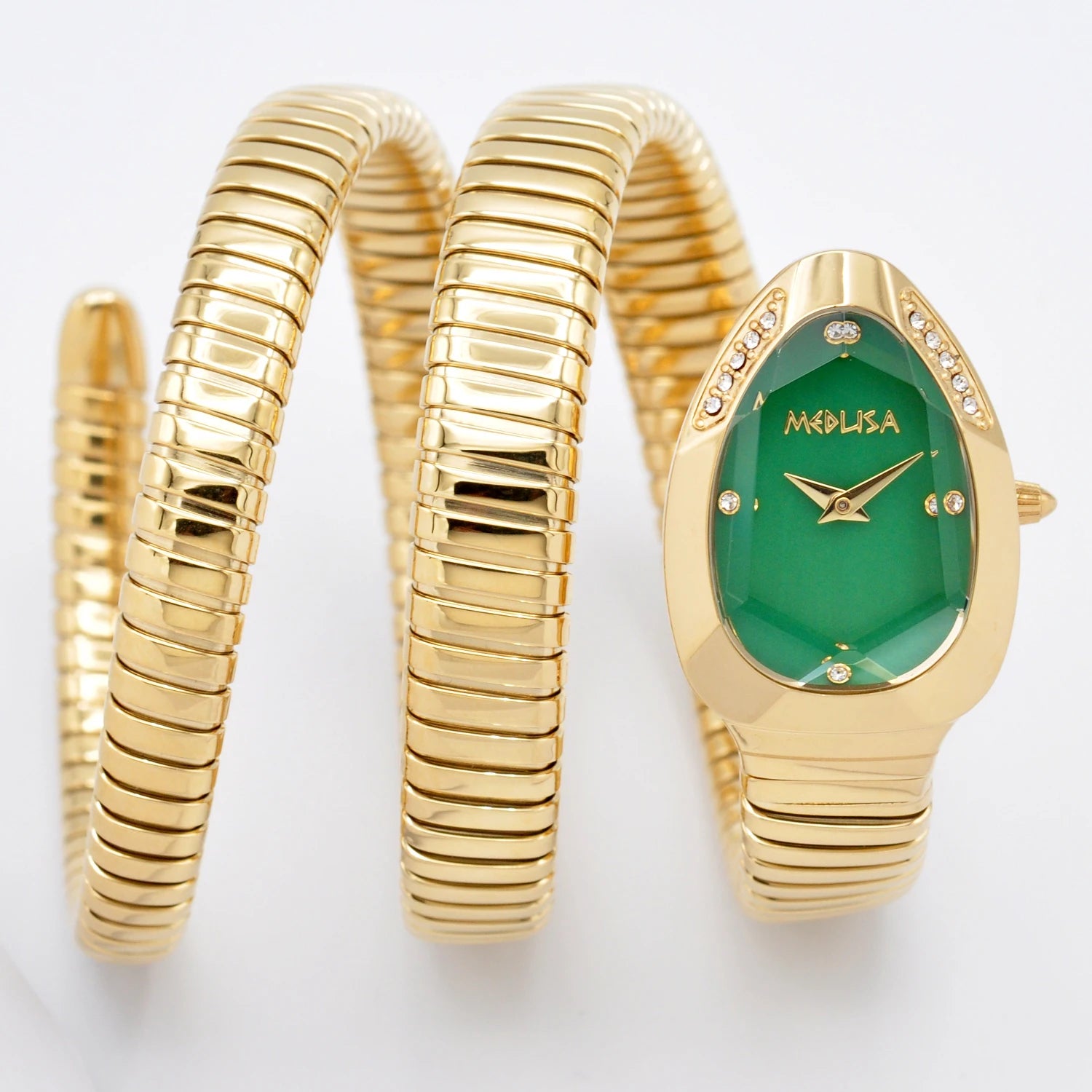 2026 High Quality Gold Diamond Set Snake Shaped Dress Watch Bangle Style Fashionable Unique Brand Same Style Women's Wristwatch