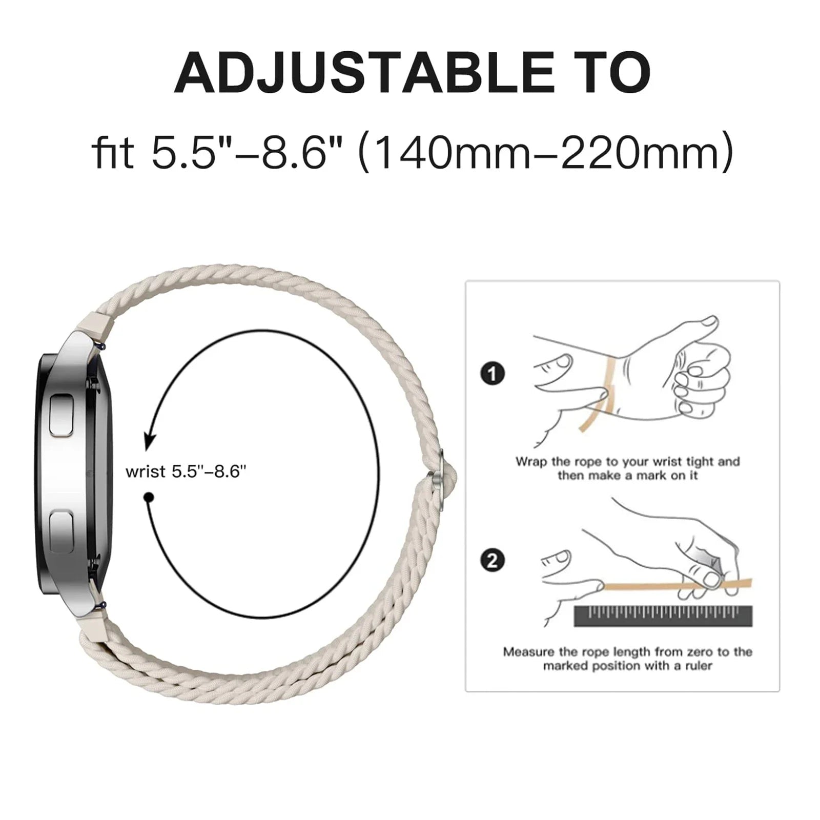 20mm 22mm Elastic Braided Nylon Strap for Huawei Watch GT6 5 4Pro 46mm Bracelet for Samsung Galaxy Watch 7 6 5 4 6/4Classic Band