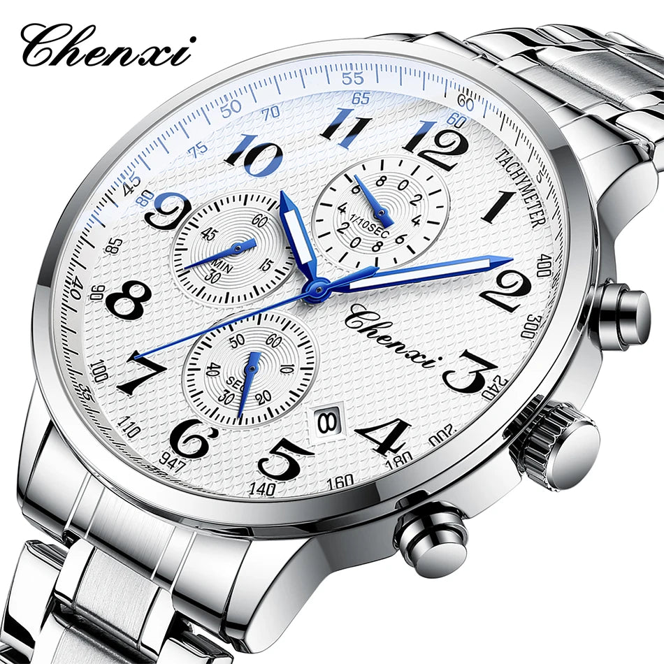 CHENXI Watches For Men Multi-functional Quartz Man Watch Calendar Luminous Chronograph Men's Wristwatches Gifts
